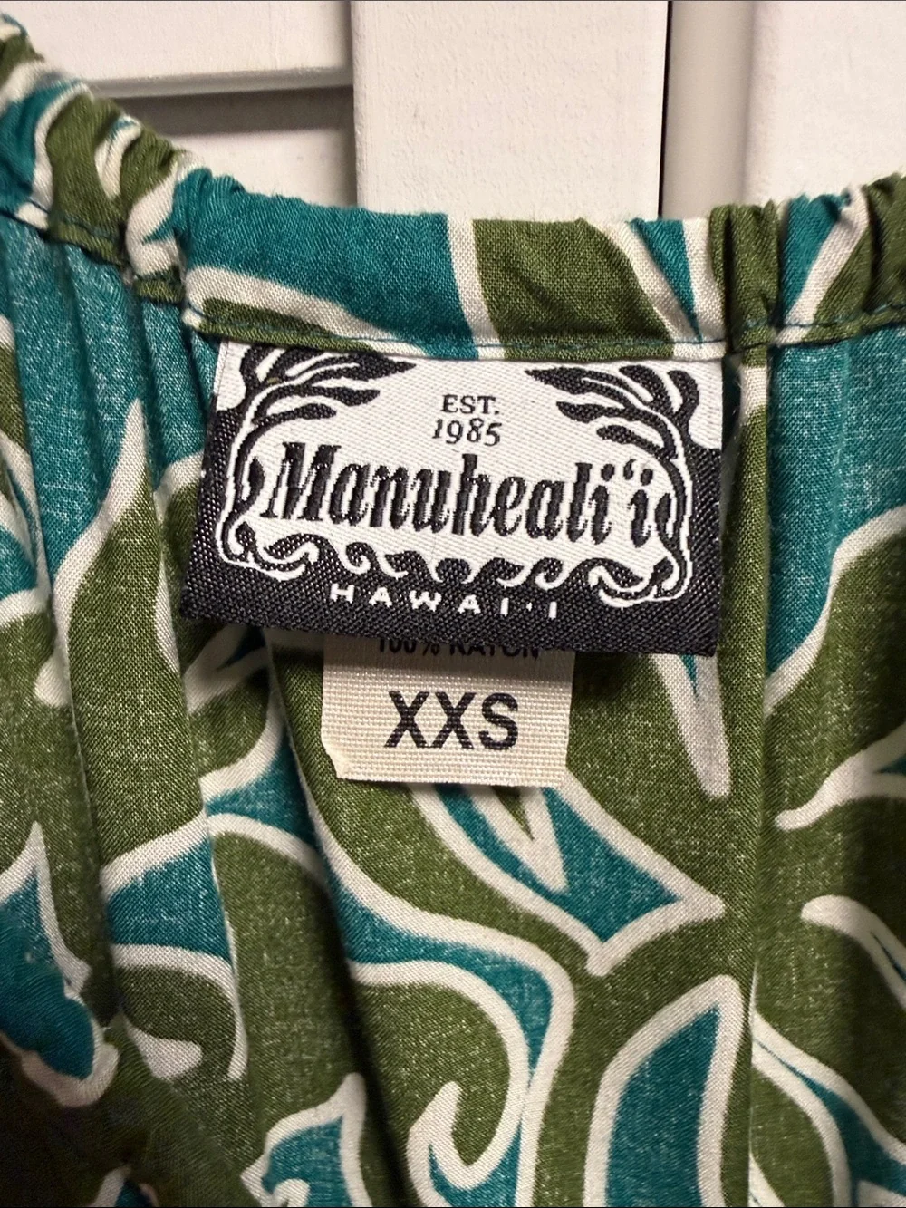 Manuhealii Olive Green & Teal Floral Mini Dress - Picture 2 of 5